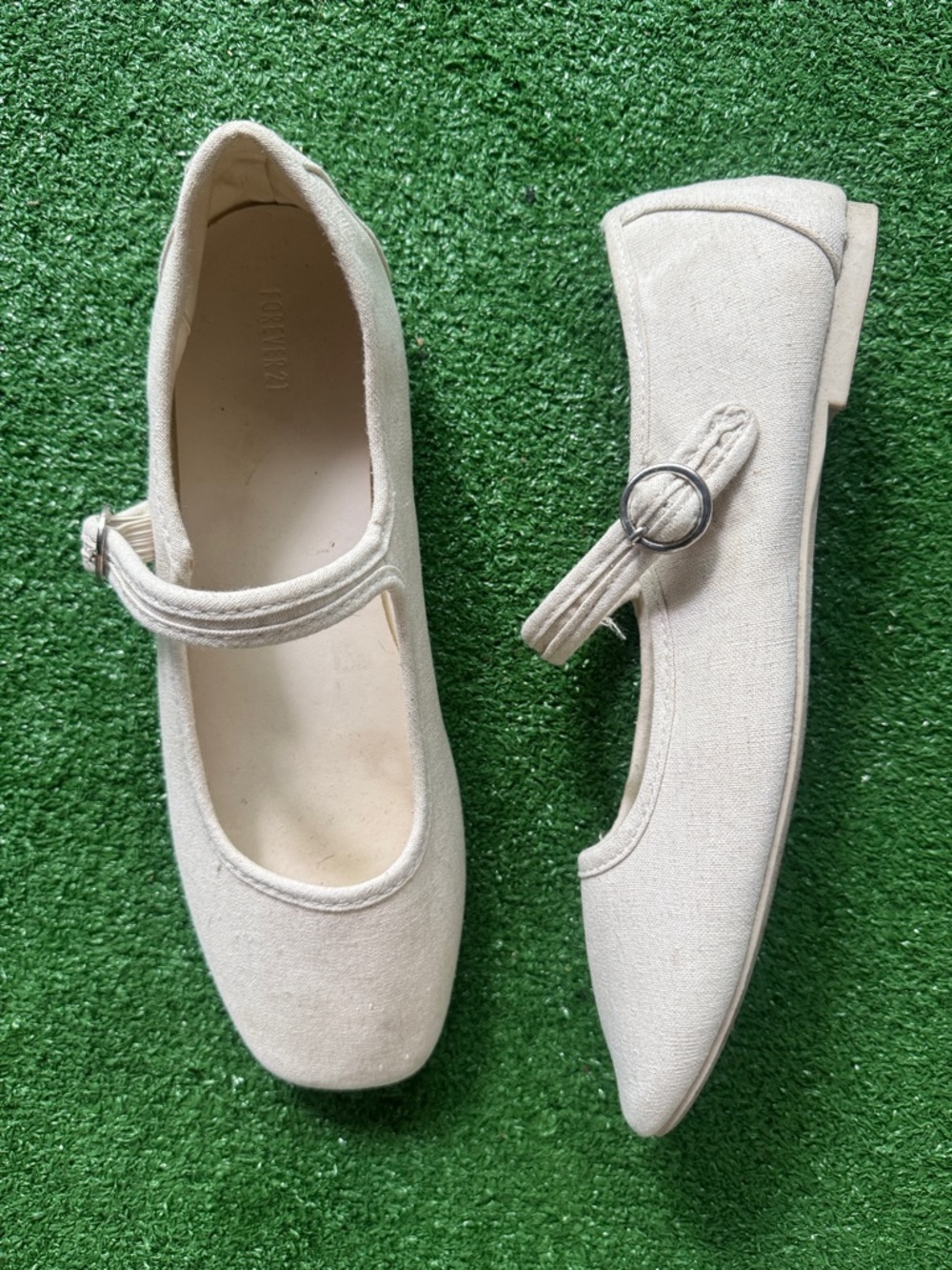 Forever21 Beige Mary Jane Ballet Flats with Buckle
